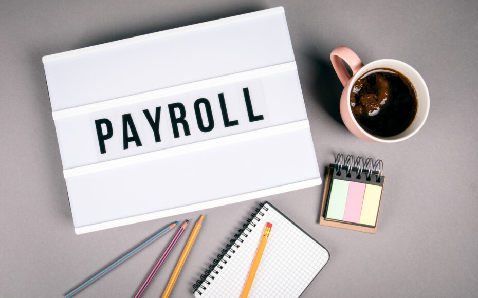 Payroll text on light box