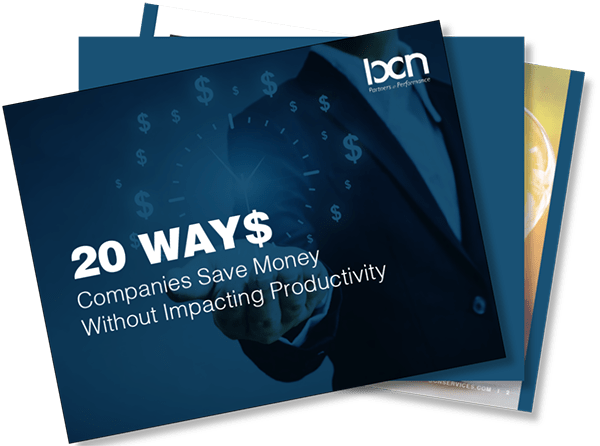 eBook cover: 20 Ways Companies Save Money Without Impacting Productivity