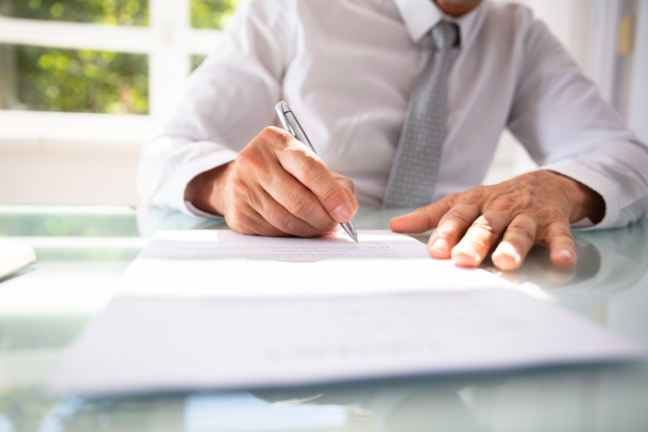 Man writing on paper